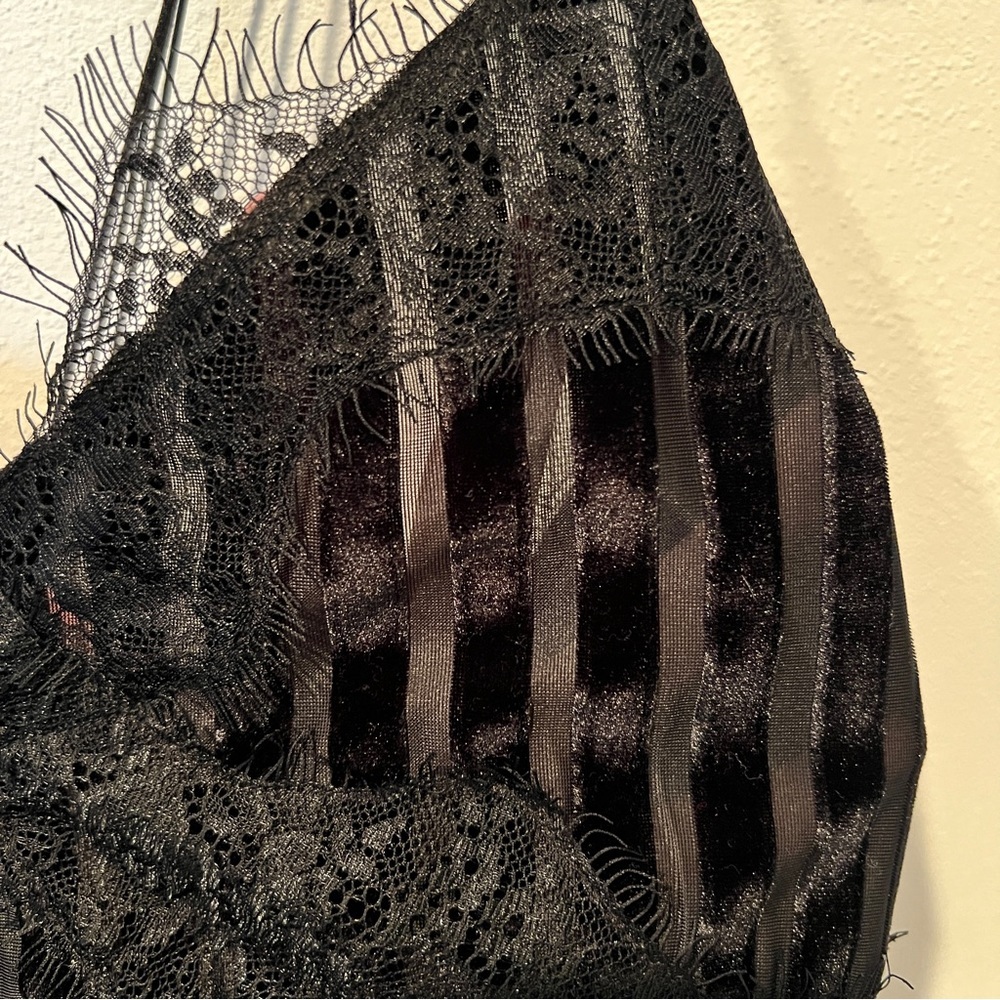 Zara NWT Trafaluc Party Velvet Striped Triple Thin Strap Semi Sheer Tank - Picture 6 of 13